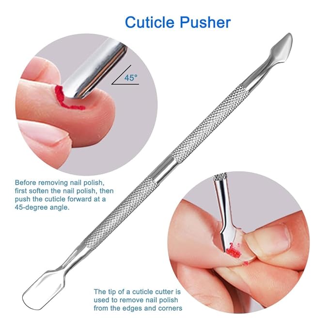Professional Cuticle Nippers Set, Stainless Steel Manicure Kit - Cuticle Nipper, Cuticle Pusher & Cutter, Triangle Nail Polish Remove Tool & Cuticle Trimmer, Nail File, Nail Lifter, Home & Salon