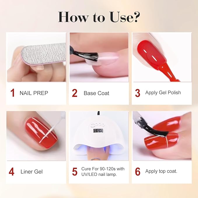 VENALISA Liner Gel Nail Polish 8ML 1 Pcs White Gel Polish For French Tip With Thin Brush Nail Art Swirls Nail Design Soak Off UV DIY at Home Manicure Salon