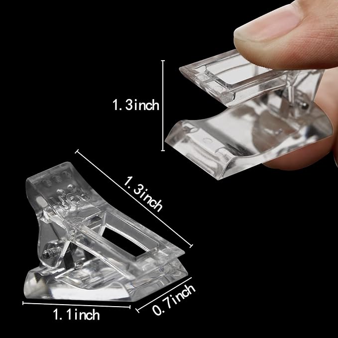 10 Pcs Nail Tips & Clip for Quick Nail Extension Mold Building - Transparent Dual Nail Form Clip Builder DIY Nail Art Tool
