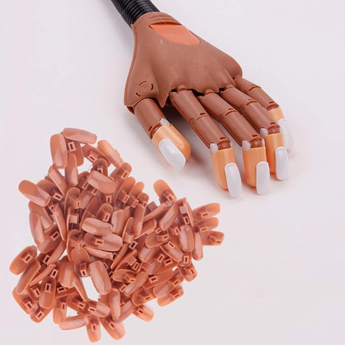 AKOAK 100 Pcs Acrylic Nail Practice Fingers, Replacement Patch Head, Flexible Nail Training Fake Nail Head Hand Practice Fake Nail Hand Nail Display Nail Supplies DIY Nail practice
