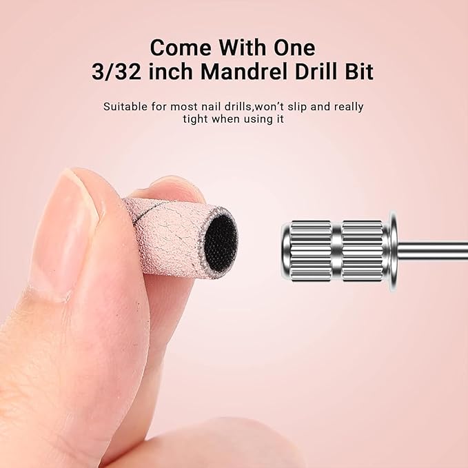 MelodySusie 100 Pcs Nail Drill Bits Sanding Bands for Nail Drill 180 Fine Grit Nail File Sanding Bands for Acrylic Nails Gel Manicures and Pedicure