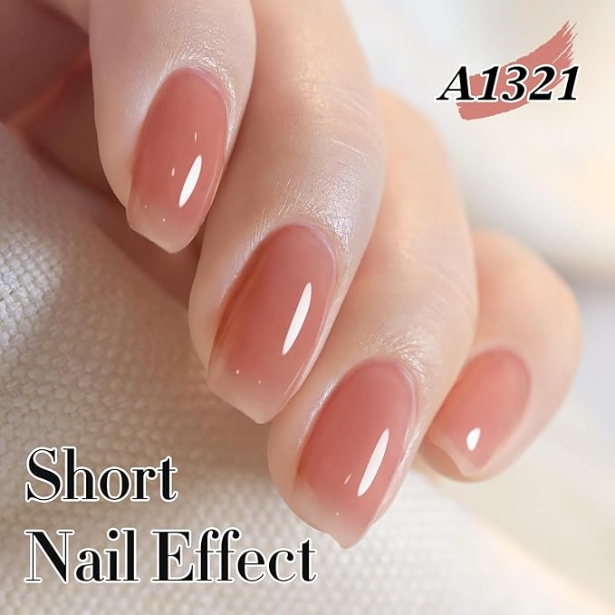 Double Rhythm Gel Polish Translucent Sheer Neutral Natural Light Milky Same Color Same Bottle 15ML Jelly Polish Art DIY at Home (Baby Nude Pink-A1321)