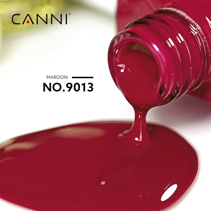 CANNI Red Gel Nail Polish, Dark Red Gel Polish Color High Gloss Soak Off U V Nail Manicure Salon DIY