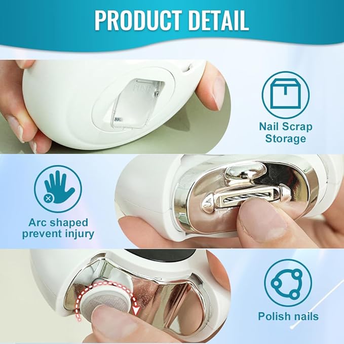 Electric Nail Clippers, 2026 New 3 in 1 Automatic Nail Trimmer & Polisher with Strong Power for Thick Nails, USB Rechargeable, LED Light and Low Noise for Adults and Seniors (Champagne Color)