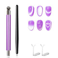 4-Piece Purple Cat Eye Magnet for Gel Nails, Strong Nail Polish Magnet Tool for Cat Eye Gel, Beginner-Friendly Magnetic Nail Art Stick for DIY Salon Designs