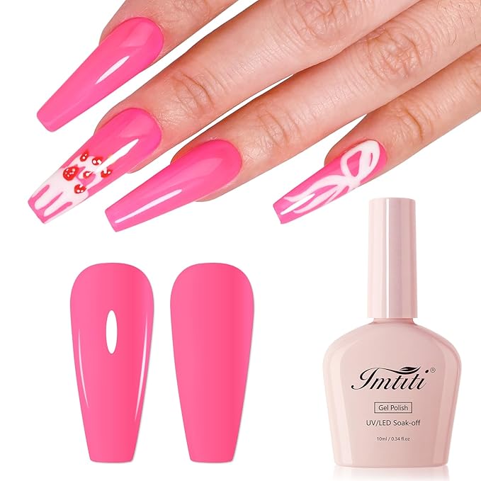 Imtiti 10ml Fuchsia Gel Nail Polish Long Lasting Soak Off UV Led Summer Gel Polish Salon DIY at Home Gift for Women 1Pcs