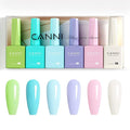 CANNI Gel Nail Polish Set - 6 Soft Shades (Pink, Blue,Lavender, Green, Ivory, White), 9ML Soak-Off UV LED Gel, HEMA-Free, for DIY or Salon Manicure
