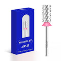 AIRSEE Tungsten Carbide Acrylic Nail Drill Bit Efile Electric File Machine Head Tip for Manicure Polishing Art Remove Gel 3/32" 2 Way Professional Tech Flat Top Cylinder Barrel 3X Coarse-3XC