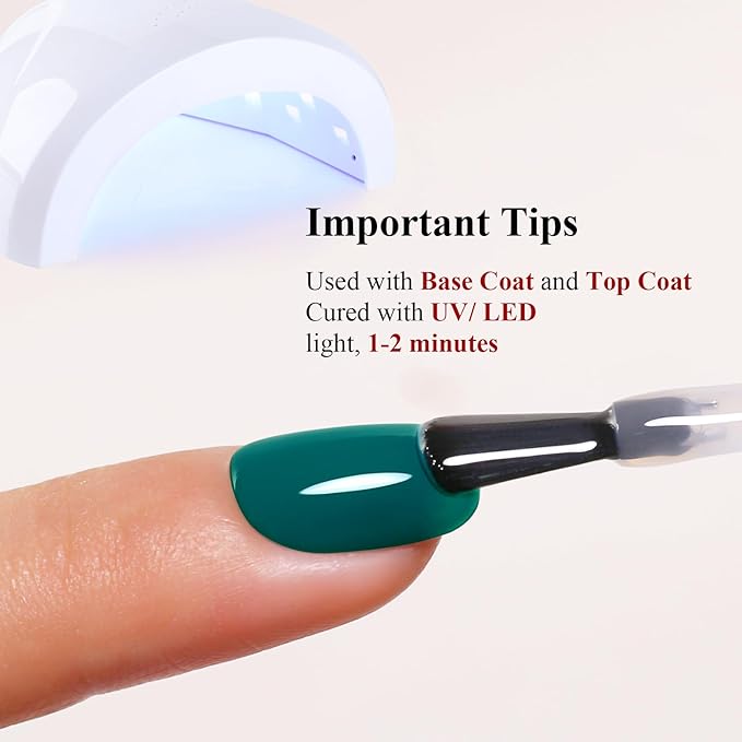 Gel Polish, 0.5 Fl Oz Emerald Green Gel Nail Polish Autumn Winter Christmas Soak Off LED UV Gel Nail Polish Art Starter Manicure Salon DIY Nail Gel Polish