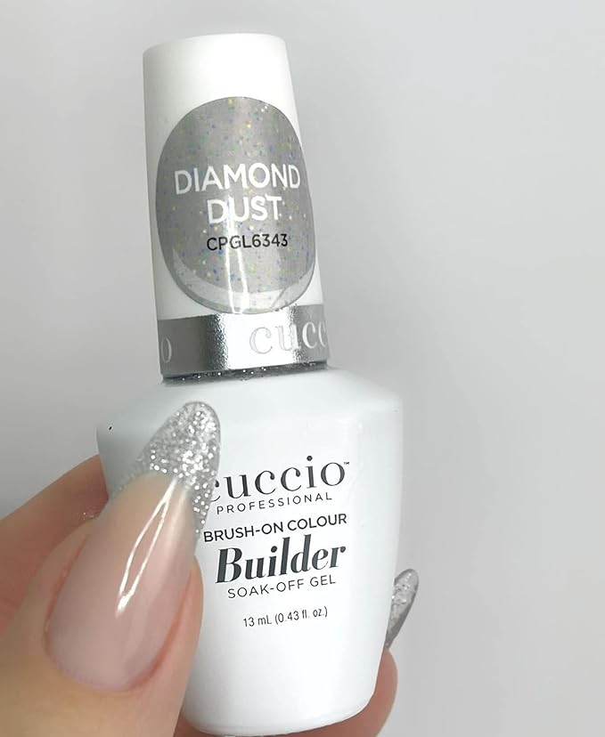 Cuccio Pro Brush-On Colour Builder Soak Off Gel - LED and UV Self-Leveling Lightweight Formula - Camouflages Re-Growth and Corrects Uneven Nail Beds - Base Coat - Diamond Dust - 0.43 oz