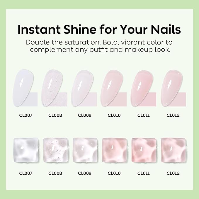 Luxbon 7 IN 1 Builder Base Color Gel Nail Polish Set, 6 Colors Nail Extension Enhancement Nude Gel Polish Pink Peach Nail Polish for Nails UV LED Soak Off Nail Art Design Gifts for Women Kit 002