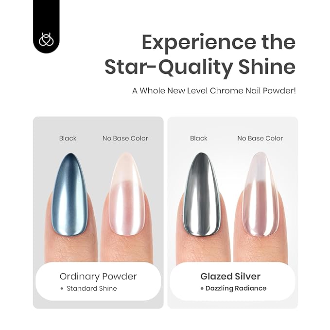 Beetles Gel Nail Polish Kit with U V Light 48W Led Nail Lamp 6 Colors Christmas beetles Gel Polish Chrome Nail Powder for Gel Nails, 1g Glazed Silver Nail Powder Mirror Effect Nail Manicure