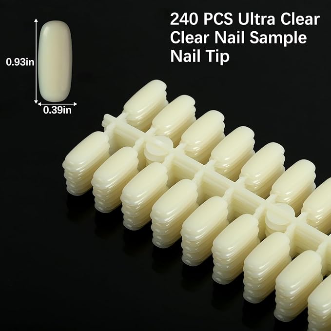 360pcs Flat Square Nail Display Tips for Nail Art Design Pattern Practice and Nail Color Swatches(Natural)