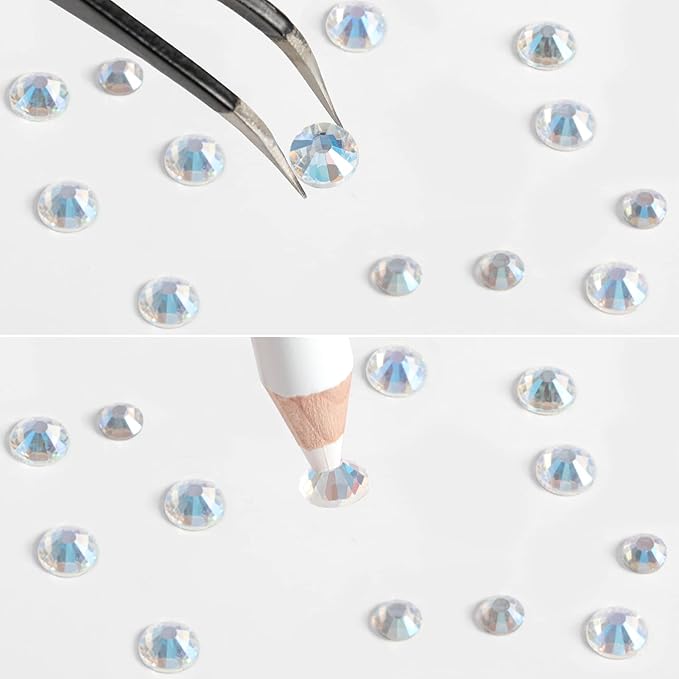 Beadsland Rhinestones for Makeup,8 Sizes 2500pcs Crystal Flatback Rhinestones Face Gems for Nails Crafts with Tweezers and Wax Pencil,Blue Moonlight,SS4-SS30