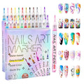 12 Colors Nail Art Pens Set, 2026 New Nail Marker, 0.7mm Quick-Drying Waterproof Polish Pens with Dotting Liner,Nail Art Tools for Graffiti Dotting Drawing Painting Point Liner DIY (2 Set)