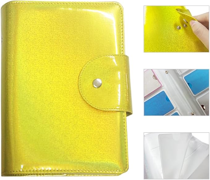 Finger Angel 60 Slots Nail Plates Holder Case Stamping Templates Organizer Retangel Nail Printing Molds Collection Manicure Tool Accessorie-6x12Cm Template Case Golden Color