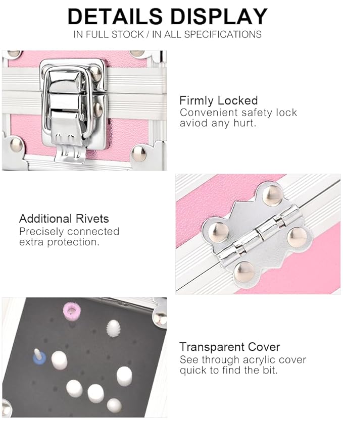 Professional 25 Holes Nail Drill Bits Box Container Nail Drill Grinding Bit Holder Nail Polish Head Storage Box Nail Tools Organizers Container Display Storage Box Manicure Tool (Aurora)