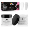 EBANKU 2 Colors Acrylic Nail Powder Set, White Clear Acrylic Powder Professional Nail Acrylic Powder for Nail Acrylic Extension, Nail Carving, Long-Lasting, No Nail Lamp Needed, 2.1 oz