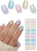 Semi Cured Gel Nail Strips, Glazed Donut Macaron 20pcs Adhesive UV Sticker, Wraps for Home Manicure DIY