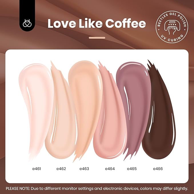Beetles Neutral Gel Nail Polish Set - 0.51OZ Spring Gel Polish 6 Colors Nude Light Skin Dark Brown Warm Shades Nail Kit Full Size Long Lasting DIY Art Salon Home UV LED Needed Gift for Women