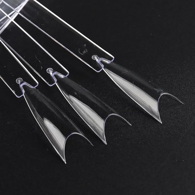 150 Pcs Nail Swatch Sticks with Ring, Long Stiletto Nail Art Tips, Transparent Acrylic False Nail Sample Sticks Polish Gel Display Practice Manicure Tools for Home or Salon Use