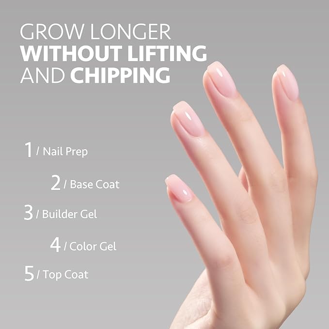 GAOY Builder Gel for Nails, 16ml Nail Strengthener in a Bottle, Nail Extension Hard Gel, Soak Off Long Lasting UV Light Cure, 1726 Baby Pink, Base Coat Top Coat Needed