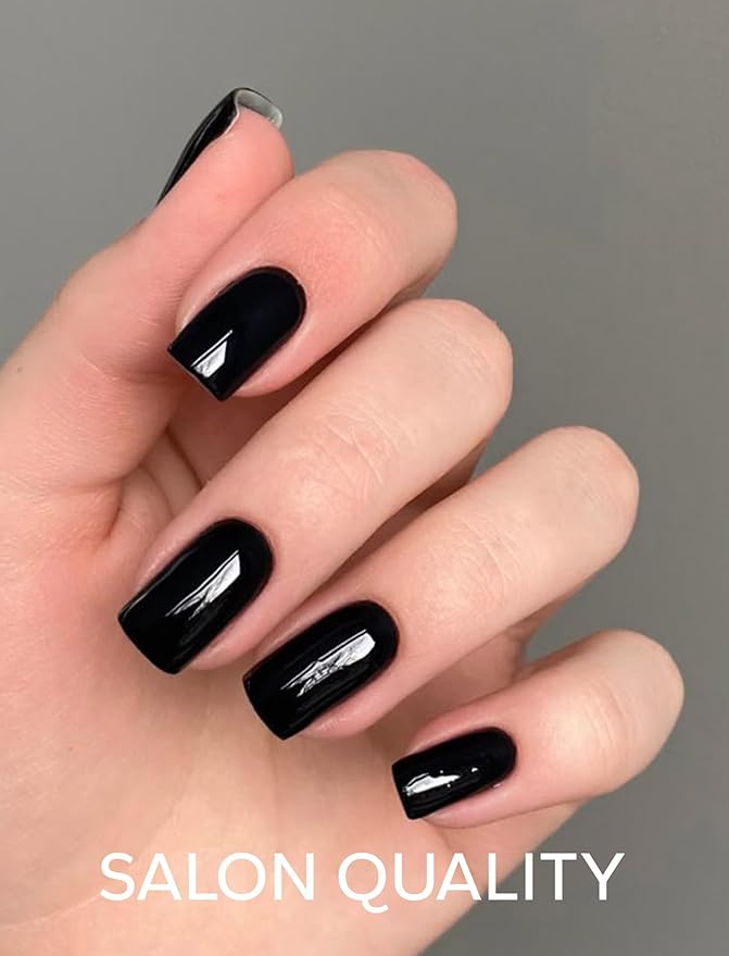 Nail Polish Strips – 32PCS UV Free Salon Quality Wraps, Long Lasting Gel Nail Stickers for Women (Nightshade Black)