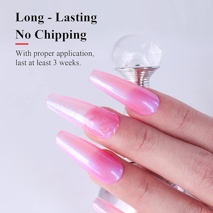 Imtiti Pearl Gel Nail Polish,0.5 Fl Oz Hot Pink Glitter Drawing Gel Polish Shell Thread Shimmer Mermaid Nail Gel Polish Soak Off UV LED for Home DIY Nail Art Manicure Salon