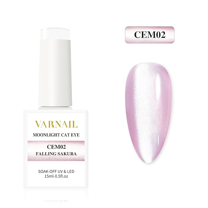 VARNAIL Moonlight Cat Eye Gel Polish Kit 6 Colors, Glitter 9D Holographic Gel Polish with Magnet, Soak off U V Light Nail Polish Set 15 ml/ Bottle, Salon Quality Magnetic UV Nail Polish