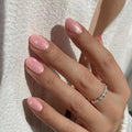 Pink Glitter Press On Nails Almond Squoval, White Flower Pattern Designer Reusable Acrylic Nails Press Ons, Fake Nails With Glue On, Daily Wear Floral False Nails For Women