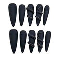Handmade Press on Nails Stiletto 3D Snake Design in Pure Black: Elegant Matte and Glossy Finish Handmade Stiletto Press on Nails 3D Luxury Press on Nails（L）