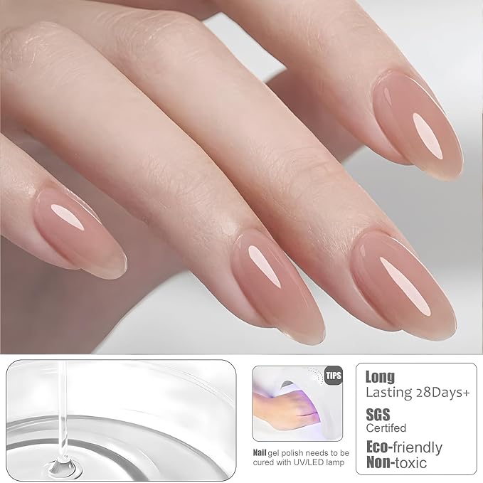 Vishine Builder Gel For Nails, Building Nail 8-in-One Jelly Latte Color Strengthener Sheer Deep Skin Base for Hard Jelly Gel Thickening Builder Extension in A Bottle E058