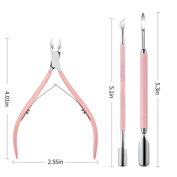 Cuticle Trimmer Cuticle Nippers,Professional Cuticle Remover Tool Kit，Stainless Steel Manicure Tools for Nail Care and Dead Skin Removal(Pink)