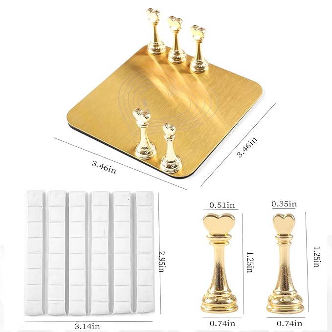 lootaan Nail Holder for Painting Nails, Heart Nail Stand for Press ons / Nail Display / Nail Practice with Reusable Adhesive Putty, Nail Tech Must Haves Nail Supplies (Gold)