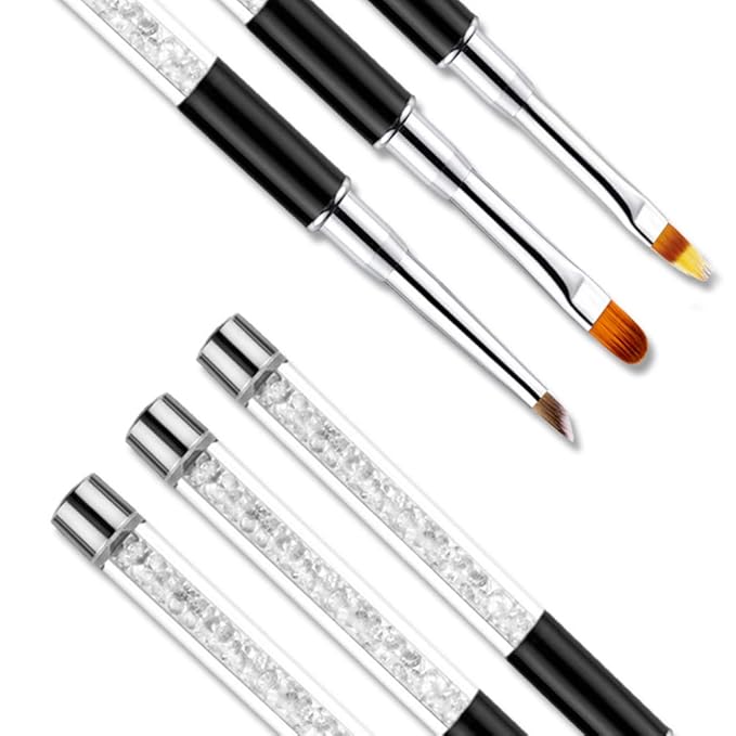 DANNEASY 3Pcs Acrylic Nail Art Brush Set Ombre Brush For Gel Nails UV Gel Polish Gradient Color Tips Manicure Polish Drawing Pen Tools