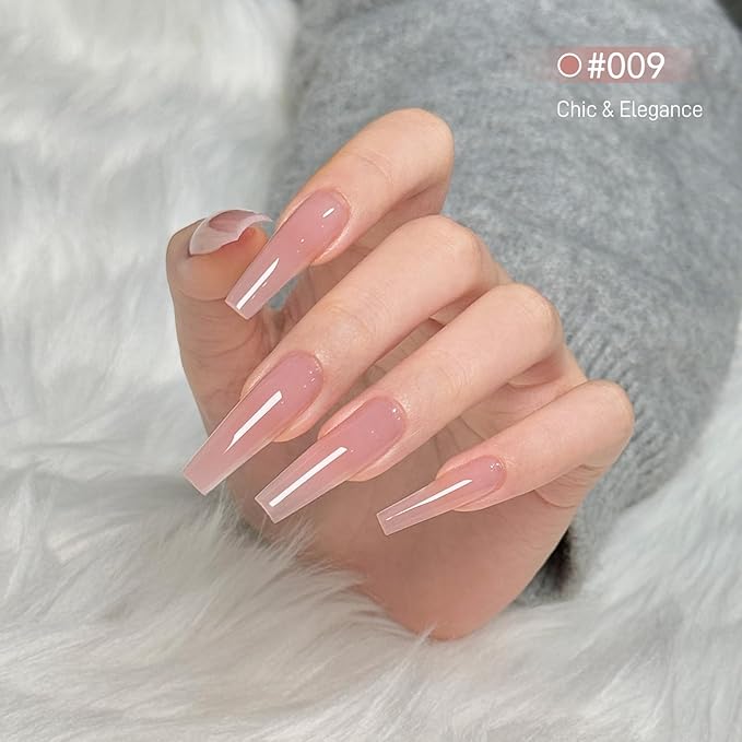 GAOY Poly Gel Nail Extension Kit with UV Light, 14 Colors Clear Pink Nude Jelly Sheer Builder Gel, All-in-One Starter Kit for Long-lasting French Manicure, Salon & DIY Home Nail Art, Nude Series