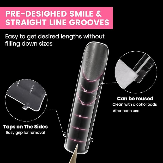 Polygel Dual Nail Forms for Toes, GlimightyX Polygel Toenail Molds Square Shape For Nail Extension Reusable, Pre-designed French Line Salon Home DIY Nail Art Supplies,120Pcs 12 Sizes