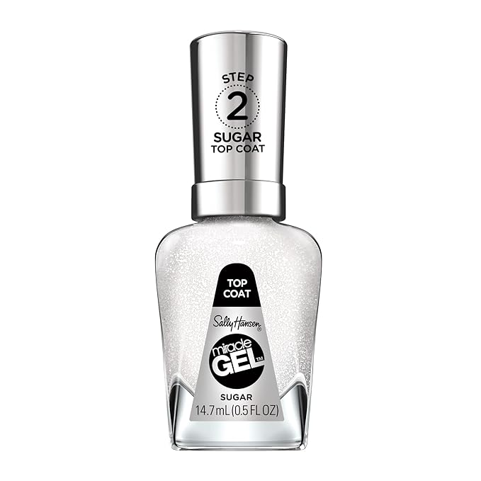 Sally Hansen Miracle Gel™, Sugar Top Coat, Long Lasting, Gel-Like Formula, No UV Lamp Needed, Glitter Nail Polish