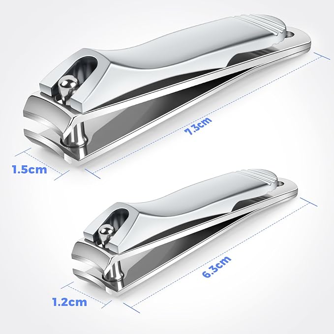 DRMODE Finger Nail Clippers Adult, 2 Pack Large & Small Nail Clippers Set for Men Wome Fingernail Toenail, Stainless Steel Sharp Toenail Clippers Travel Nail Cutter Timmer with Case