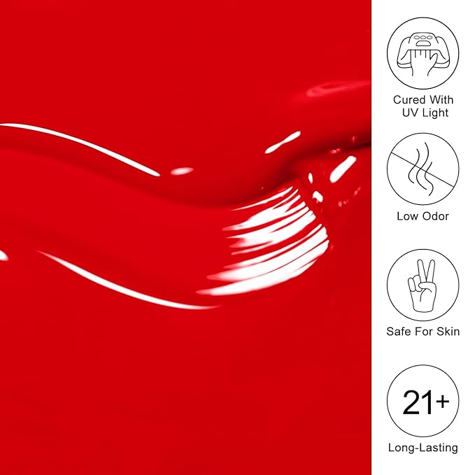 Imtiti 10ml Neon Red Gel Nail Polish-1pcs Red Gel Polish for Nail Art Soak off UV Led Salon DIY at Home Gift for Women