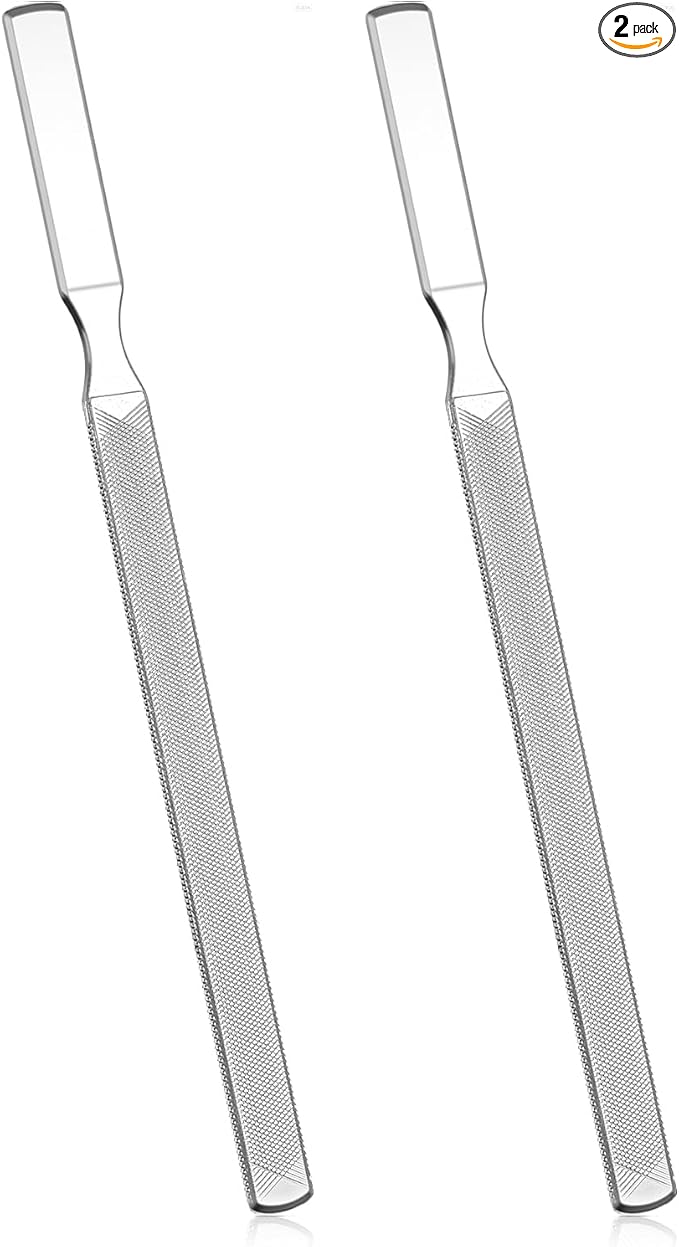 2Pcs Thick Toenail File for Men Stainless Steel Naill Files Toe File for Thick Nails Heavy Duty Toe Nails Filer Metal Toenail Files for Men Women, Manicure Pedicure Tool, 7” Long