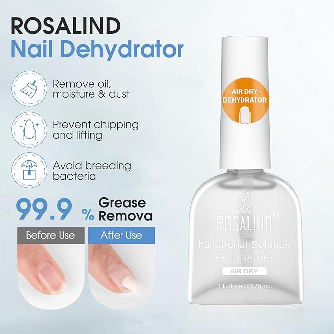 ROSALIND 2pcs 11ml Nail Dehydrator and Primer,Nail Bonding Agent for Gel Polish and Acrylic Nails, Long-Lasting No-Lift Prep for Salon & DIY Manicures