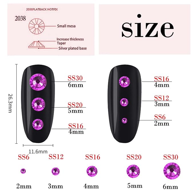 4500 Pcs SS6 2mm Flatback Rhinestones for Nails Art Crafts Glitter Round Gems Crystals DIY Clothes Shoes（Dark Purple)