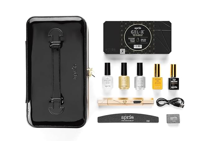 Apres Gel-X Nail Professional Starter Kit, 14 Sizes 00-9 w/ Half Sizes Included, Soft Gel Nail Tips Extension Kit, 2025 Edition (Sculpted Coffin Short)