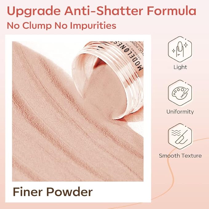 Modelones Acrylic Powder, 4.23oz/120g Cover Nude Blush Large Capacity Professional Acrylic Nail Powder Polymer for 3D French Nails Manicure Extensions & Carving
