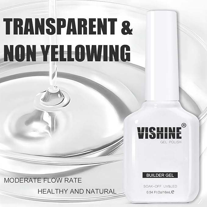 Vishine Builder Nail Gel for Nails, 8 in 1 Cover Beige Translucent Builder Strengthener Jelly Hard Extension Gel Base Rhinestone Nails Thickening in A Bottle E053