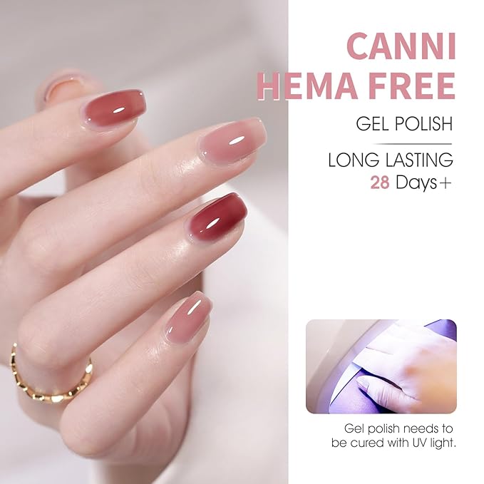 CANNI Brown Jelly Gel Nail Polish Set – 6 Colors 9ML Translucent Coffee, Mocha, Caramel Shades – Soak Off UV LED Gel for Fall Nails, High Gloss DIY Manicure, Salon Use