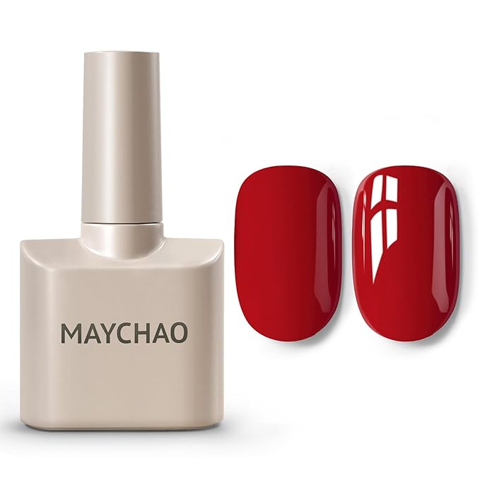 MAYCHAO 15ML Red Gel Nail Polish 1Pc Ruby Red Gel Polish Soak Off UV LED Nail Polish Nail Art Starter Manicure Salon DIY at Home, 0.5 OZ