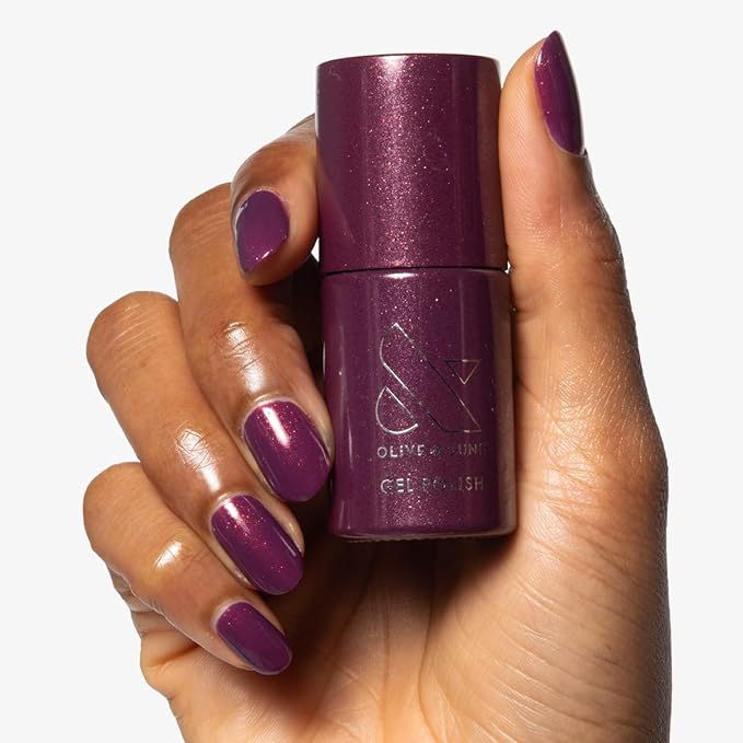Olive & June Gel Polish | UV LED Nail Lamp Needed | Long Lasting Formula | Up to 21 Days of Wear | Damage-Free Removal | Salon-Quality Manicure, Pedicure at Home | Glitter Purple | On the Promenade