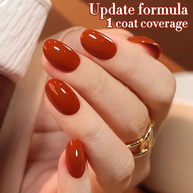 Double Rhythm 0.5 Oz Gel Nail Polish Neutral Natural Same Color Same Bottle Translucent Light Milky Pastel 15ML Manicure French Design Art DIY at Home (Red Brown-A1499)
